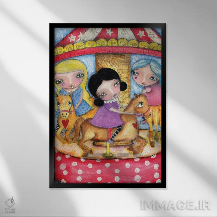 تابلو دکوراتیو چرخ و فلک اثر تامارا لاپورت - نمای قابدار مشکی