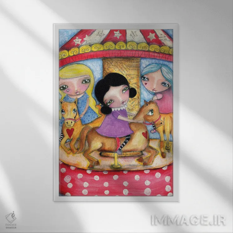 تابلو دکوراتیو چرخ و فلک اثر تامارا لاپورت - نمای قابدار سفید