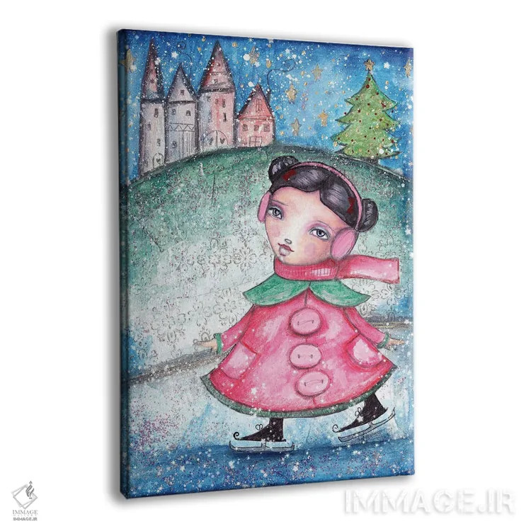 تابلو دکوراتیو دختر کریسمس اثر تامارا لاپورت - نمای پرسپکتیو محصول