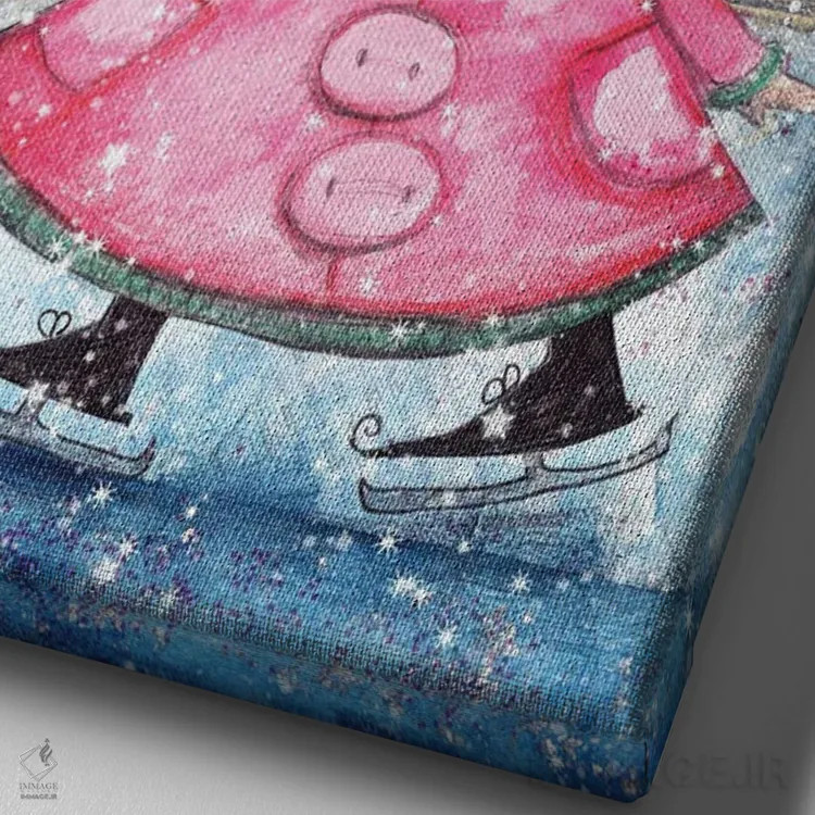 تابلو دکوراتیو دختر کریسمس اثر تامارا لاپورت - نمای نزدیک بافت بوم