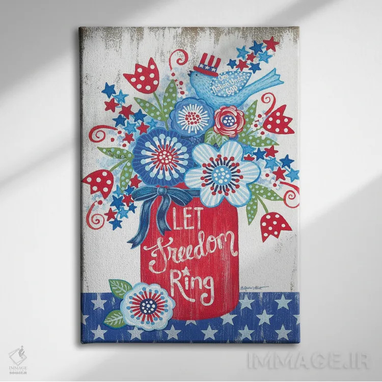 تابلو دکوراتیو بگذار آزادی طنین انداز شود اثر آنی لاپوینت - نمای روبهرو روی دیوار