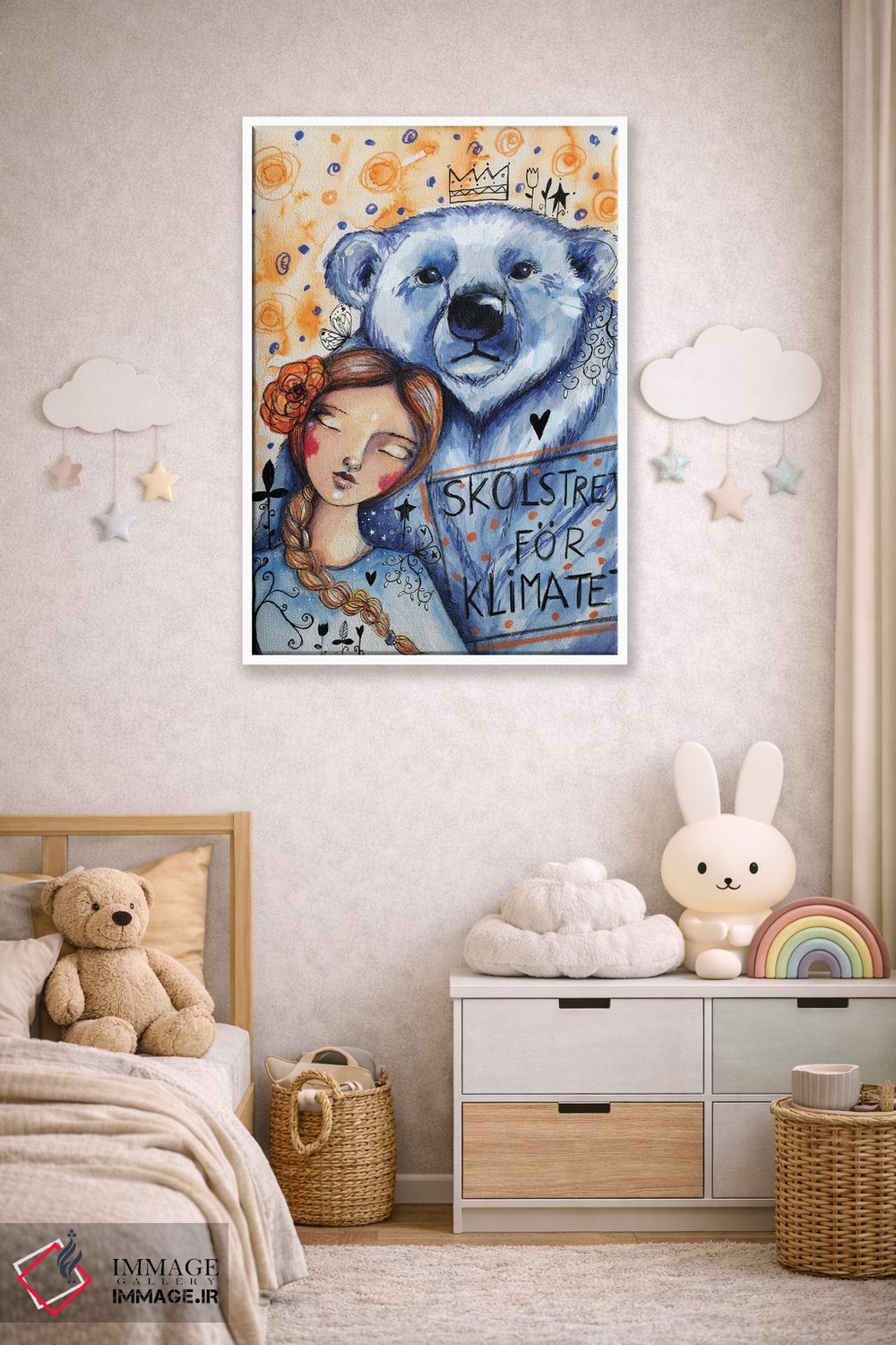 تابلو دکوراتیو گرتا و خرس قطبی اثر تامارا لاپورت - D3W