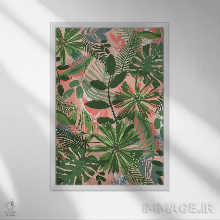 تابلو انتزاعی جنگل گیاهی اثر لیزا پری - نمای قابدار سفید