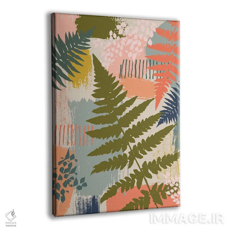 تابلو انتزاعی سرخس های ارگانیک اثر لیزا پری - نمای پرسپکتیو محصول