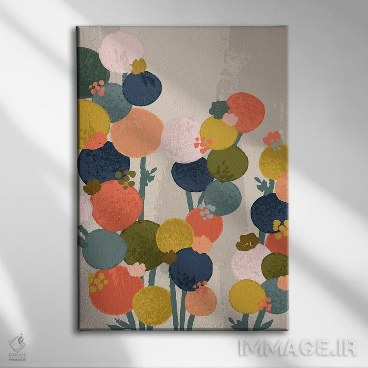 تابلو انتزاعی جریان طبیعی اثر لیزا پری - نمای روبهرو روی دیوار