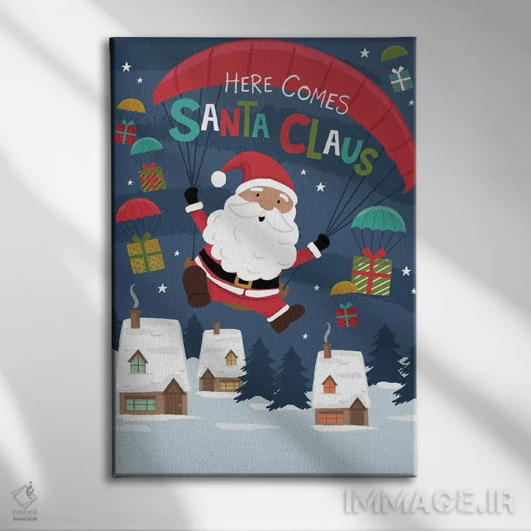 تابلو دکوراتیو بابا نوئل آمد اثر لیزا پری - نمای روبهرو روی دیوار