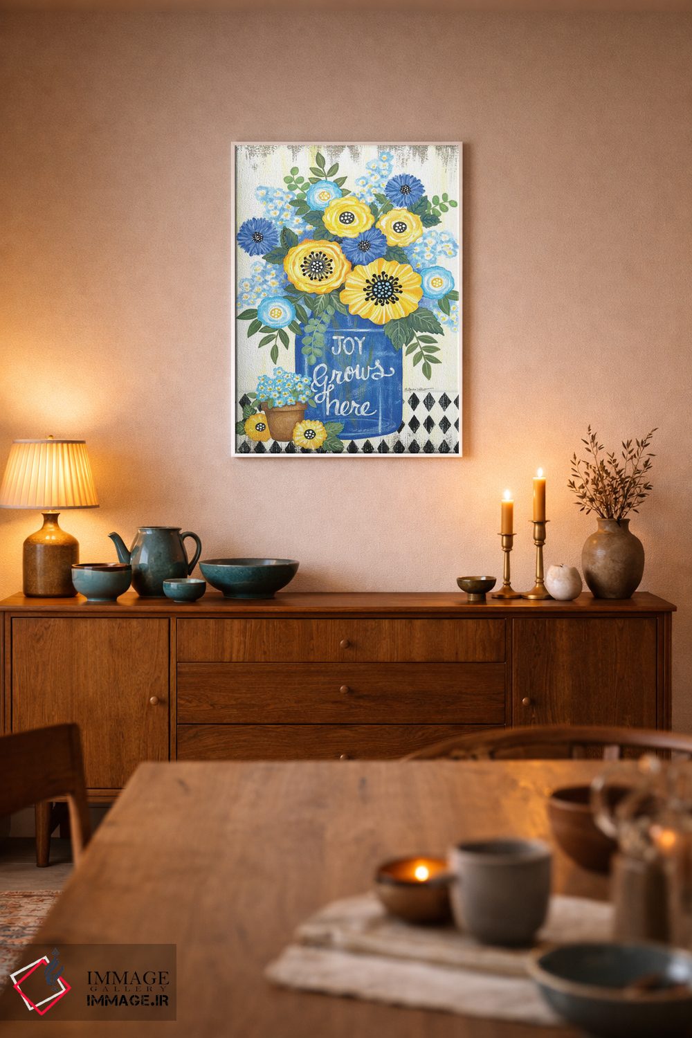 تابلو دکوراتیو شادی اینجا رشد می کند اثر آنی لاپوینت - D6W