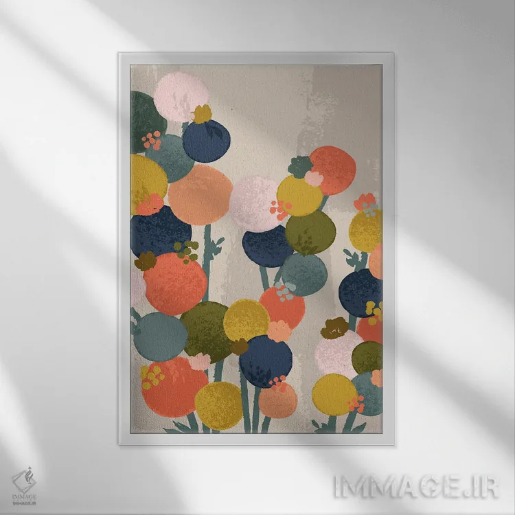 تابلو انتزاعی جریان طبیعی اثر لیزا پری - نمای قابدار سفید