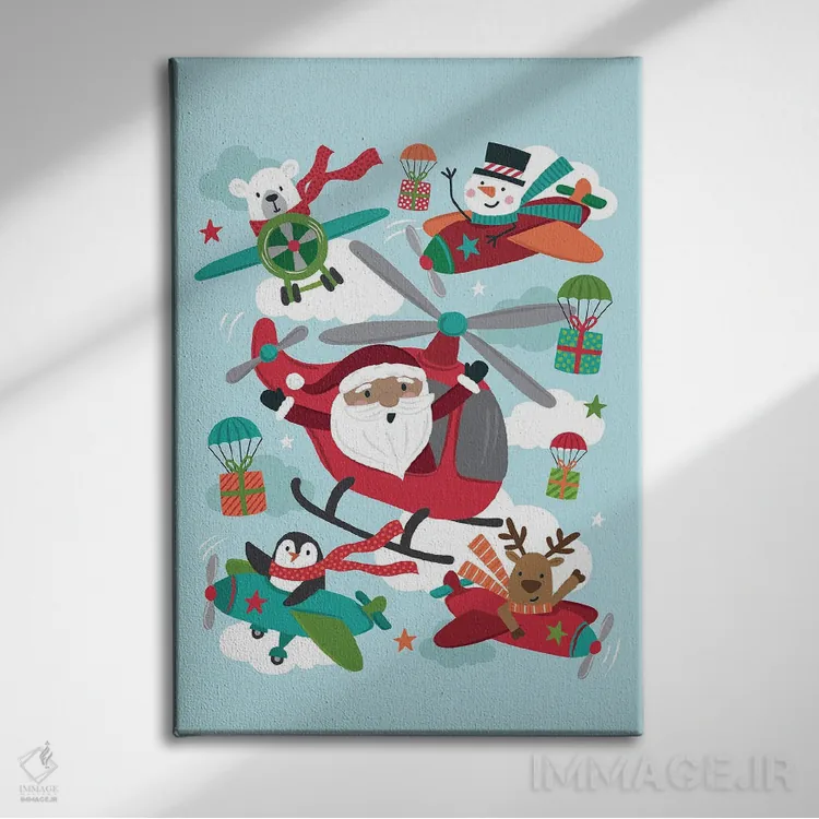 تابلو دکوراتیو شادی کریسمس اثر لیزا پری - نمای روبهرو روی دیوار