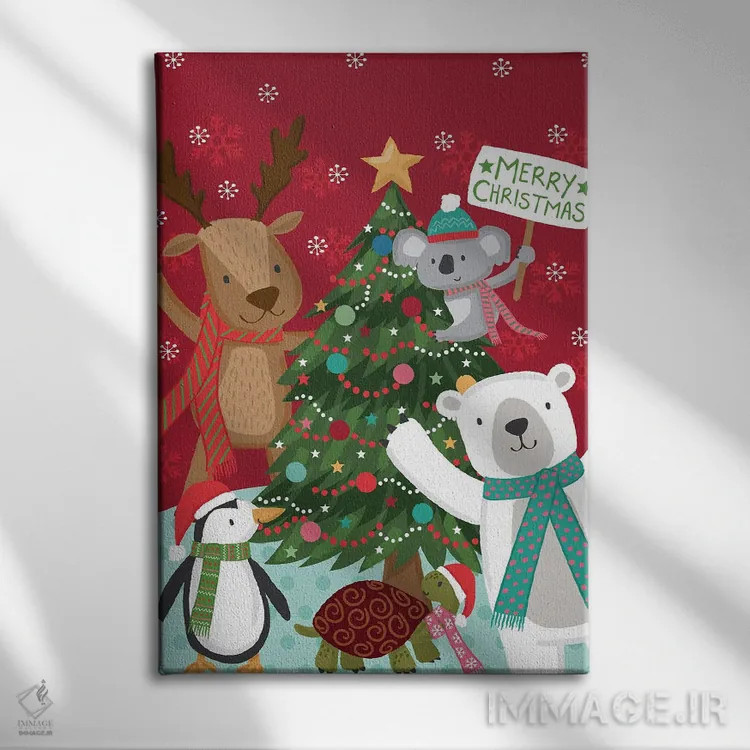 تابلو دکوراتیو کریسمس مبارک اثر لیزا پری - نمای روبهرو روی دیوار