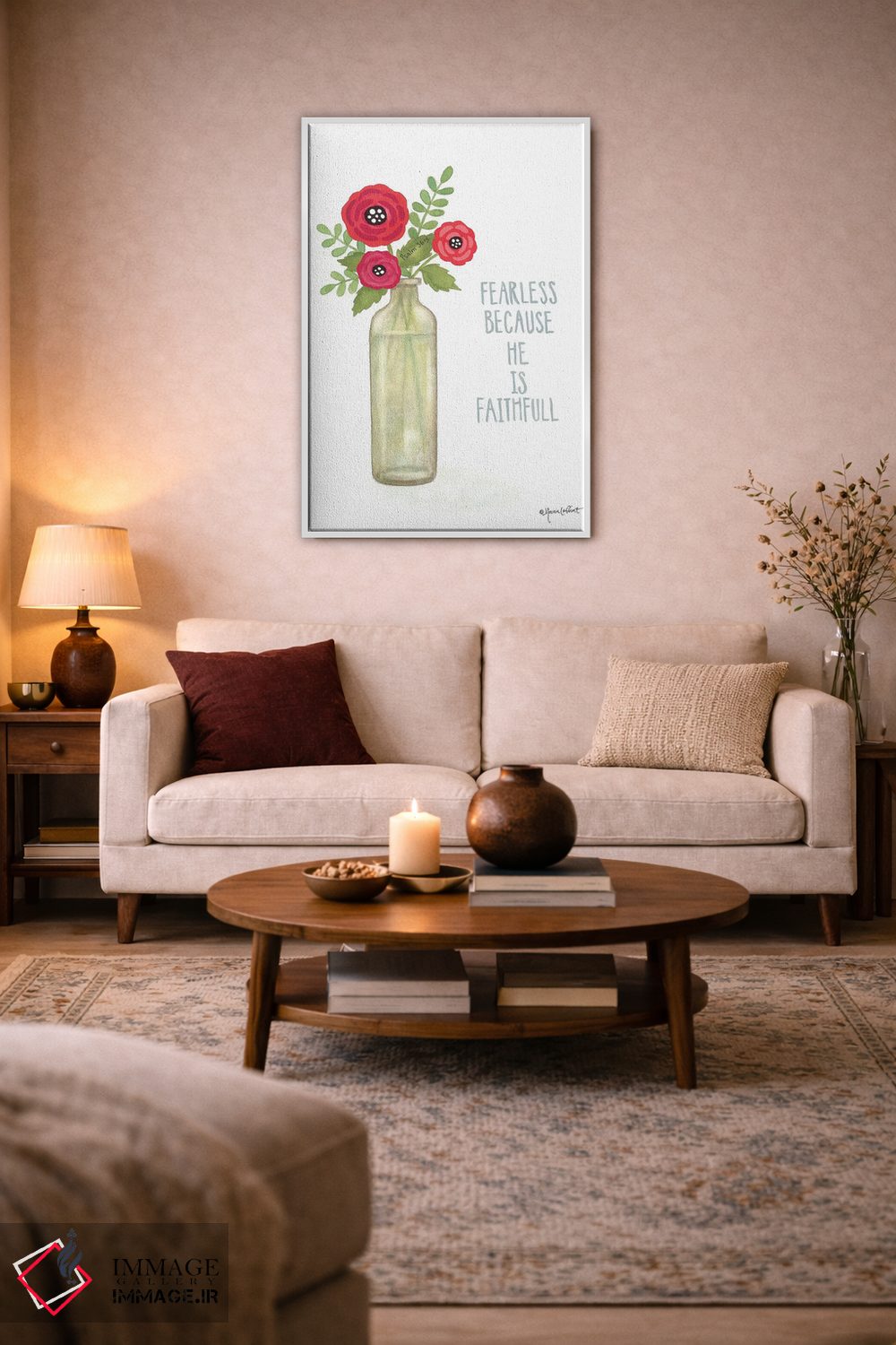 تابلو دکوراتیو شکوفه های قرمز اثر آنی لاپوینت - D3W