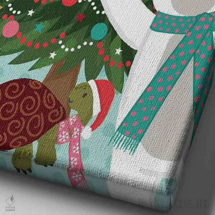 تابلو دکوراتیو کریسمس مبارک اثر لیزا پری - نمای نزدیک بافت بوم