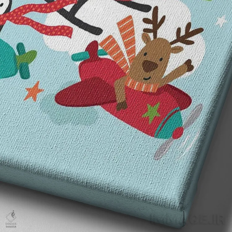 تابلو دکوراتیو شادی کریسمس اثر لیزا پری - نمای نزدیک بافت بوم