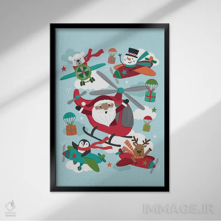 تابلو دکوراتیو شادی کریسمس اثر لیزا پری - نمای قابدار مشکی