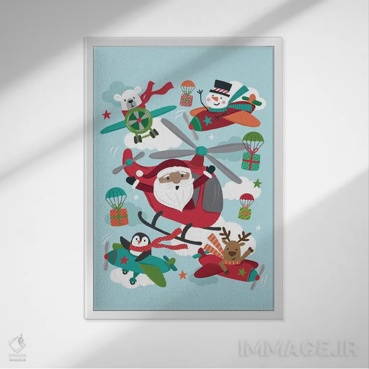 تابلو دکوراتیو شادی کریسمس اثر لیزا پری - نمای قابدار سفید