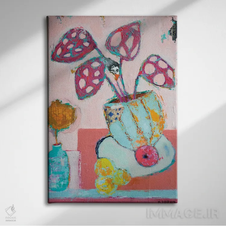 تابلو انتزاعی موناستریا اثر آندریا لوپز - نمای روبهرو روی دیوار