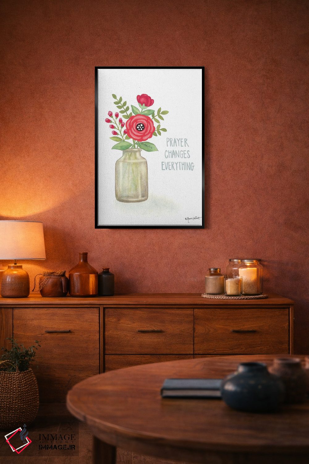 تابلو دکوراتیو شکوفه های قرمز اثر آنی لاپوینت - D6B