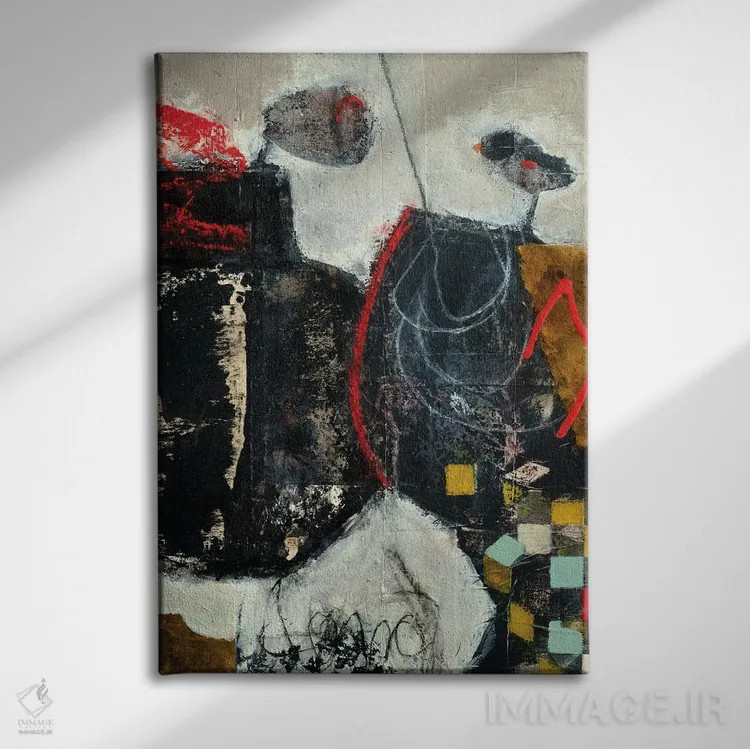 تابلو انتزاعی رقص آهسته اثر آندریا لوپز - نمای روبهرو روی دیوار