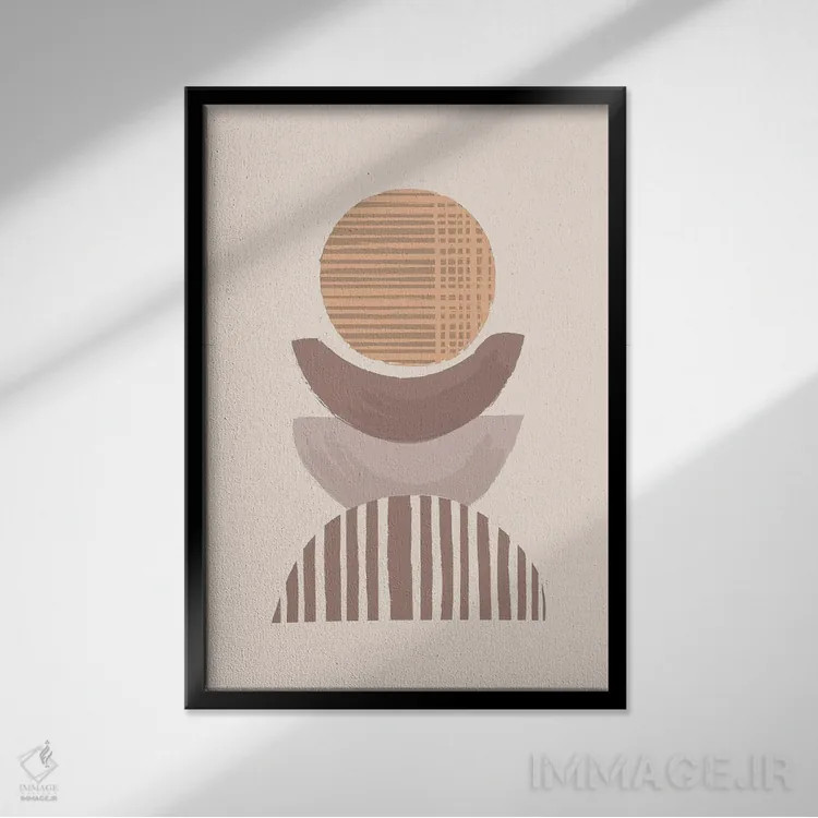 تابلو مینیمال انتزاعی به سبک بوهو اثر لیزا پری - نمای قابدار مشکی