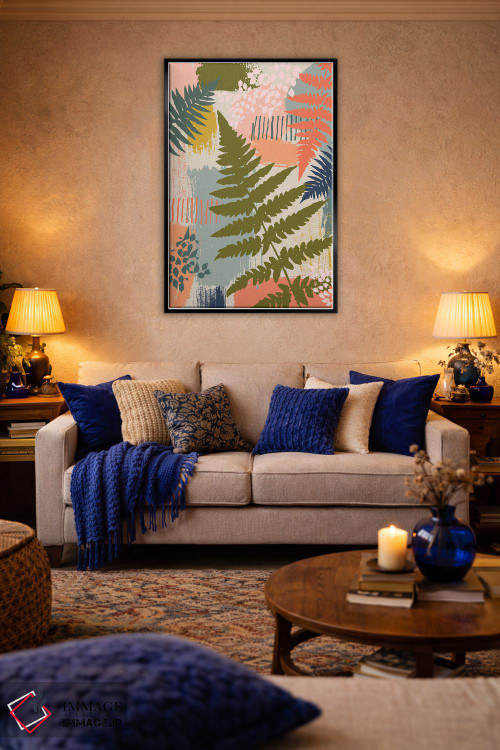 تابلو انتزاعی سرخس های ارگانیک اثر لیزا پری - D4B