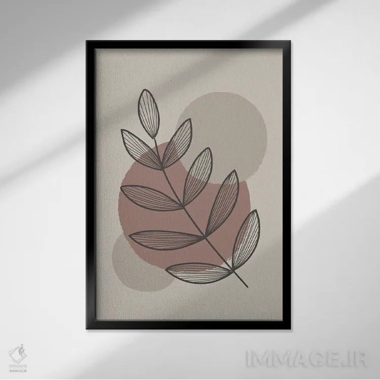 تابلو مینیمال نباتی انتزاعی اثر لیزا پری - نمای قابدار مشکی