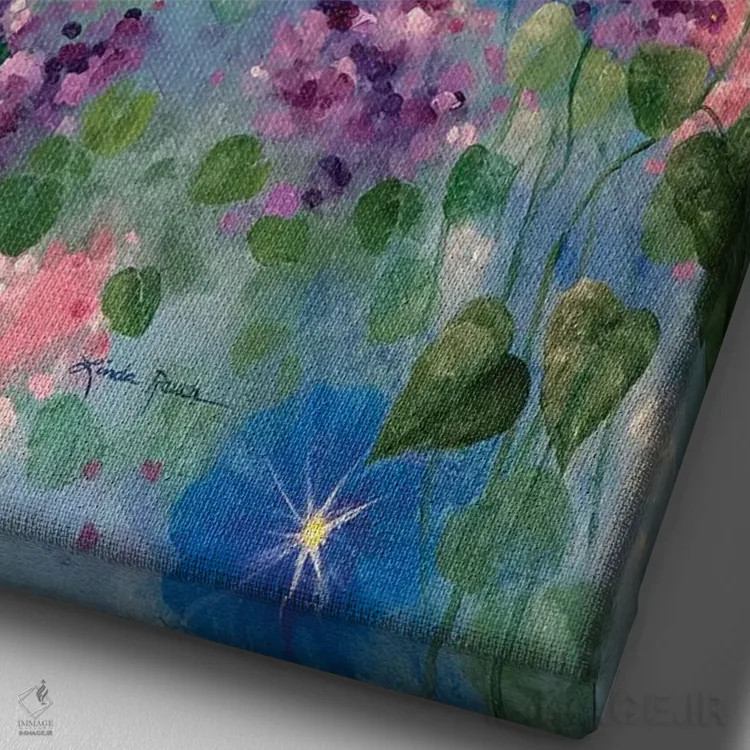 تابلو دکوراتیو شکوفه صبحگاهی زودهنگام اثر لیندا راوچ - نمای نزدیک بافت بوم