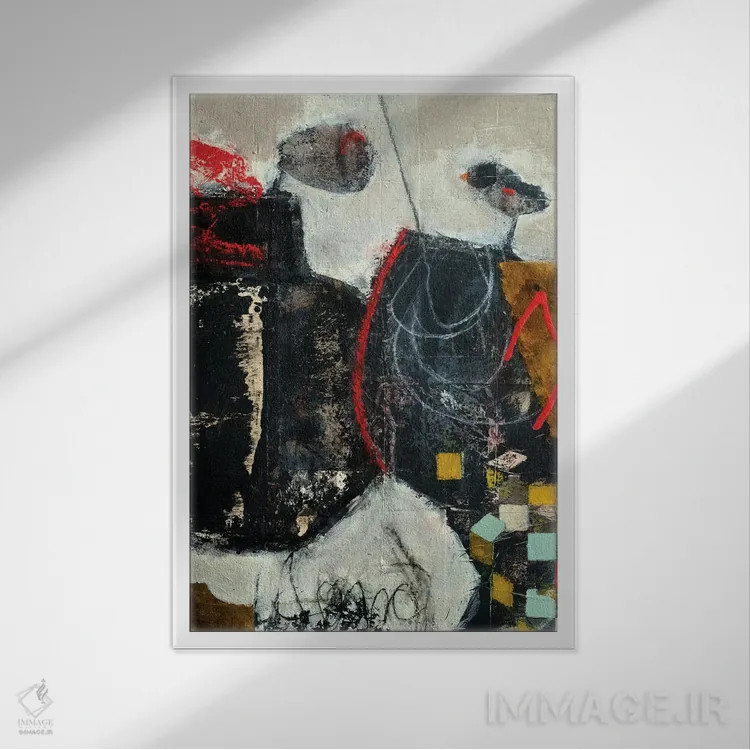 تابلو انتزاعی رقص آهسته اثر آندریا لوپز - نمای قابدار سفید