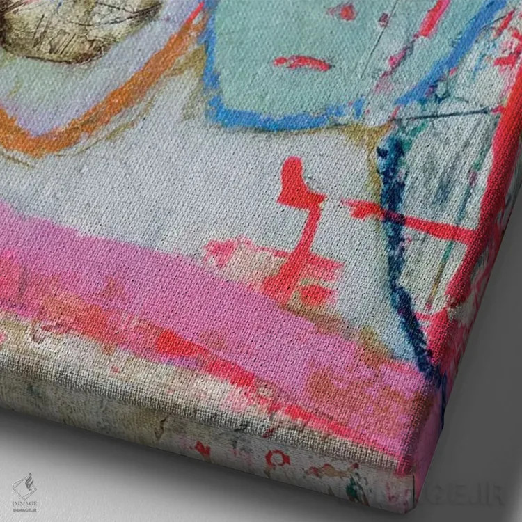 تابلو انتزاعی طبیعت بی جان صورتی اثر آندریا لوپز - نمای نزدیک بافت بوم