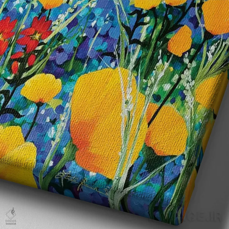 تابلو دکوراتیو منطقه تپه ای اثر لیندا راوچ - نمای نزدیک بافت بوم