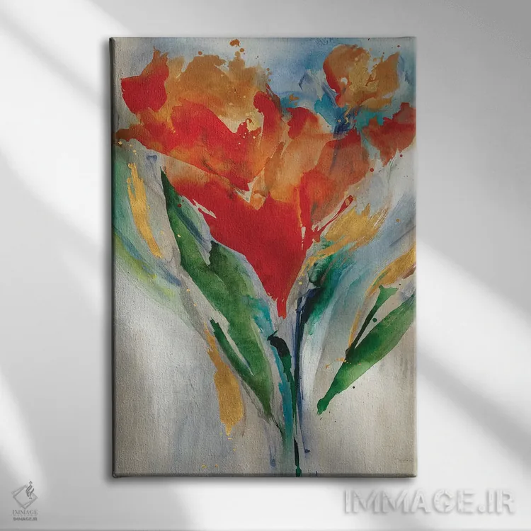 تابلو دکوراتیو دسته گل گل های وحشی اثر لیا ری - نمای روبهرو روی دیوار