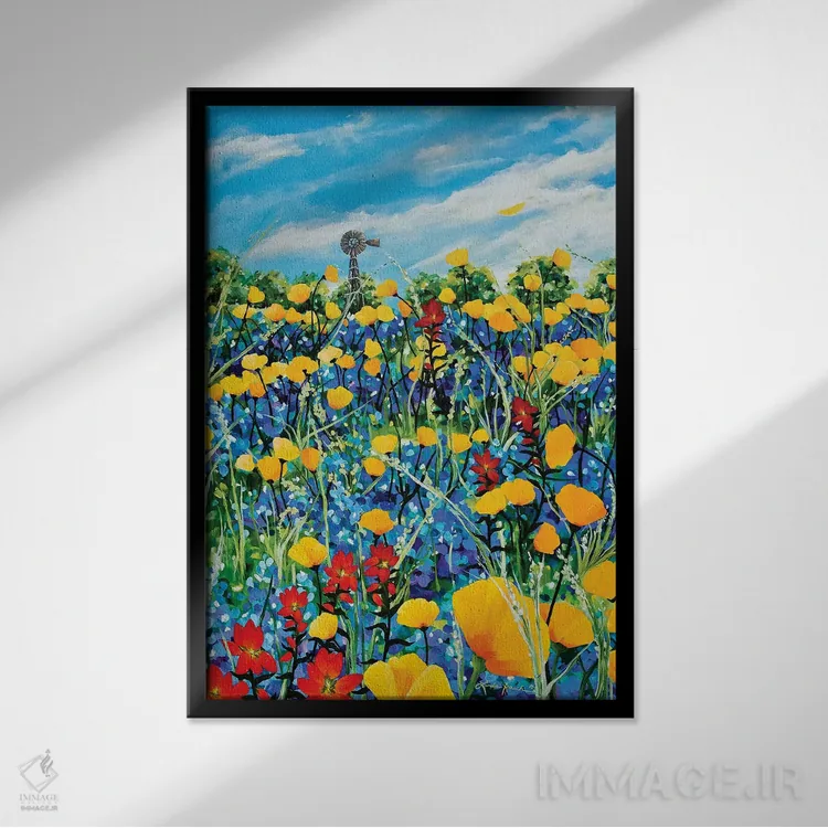 تابلو دکوراتیو منطقه تپه ای اثر لیندا راوچ - نمای قابدار مشکی