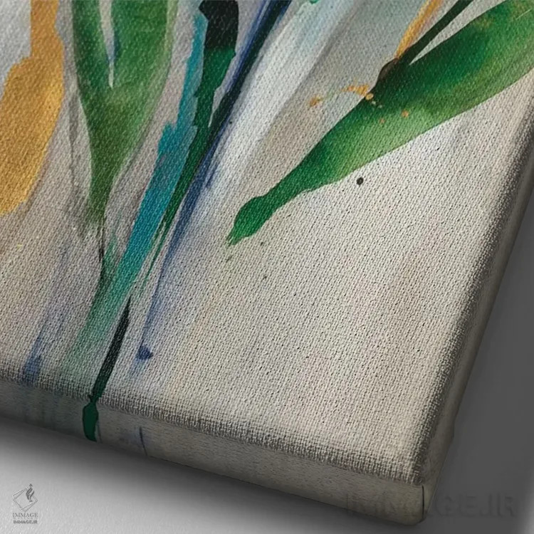 تابلو دکوراتیو دسته گل گل های وحشی اثر لیا ری - نمای نزدیک بافت بوم