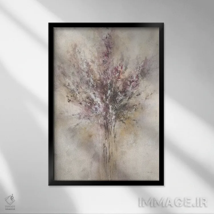 تابلو انتزاعی یاس بنفش اثر لیا ری - نمای قابدار مشکی