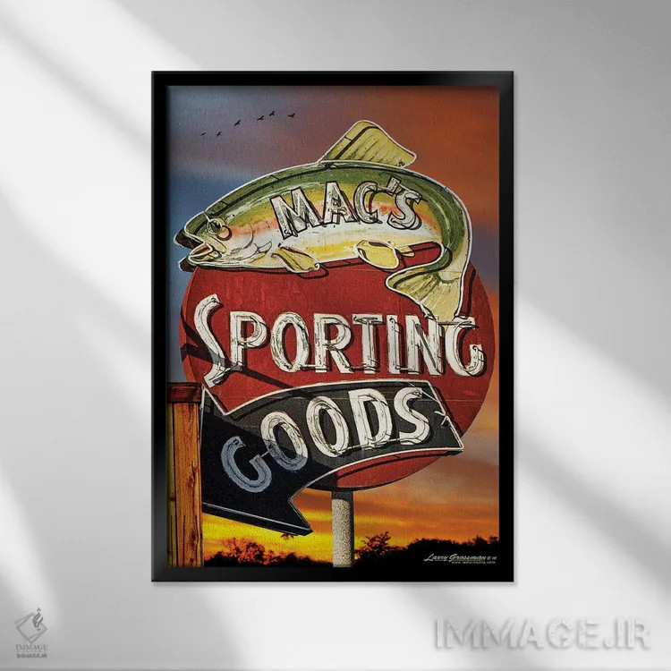 تابلو دکوراتیو لوازم ورزشی اثر لری گروسمن - نمای قابدار مشکی