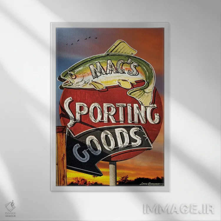 تابلو دکوراتیو لوازم ورزشی اثر لری گروسمن - نمای قابدار سفید