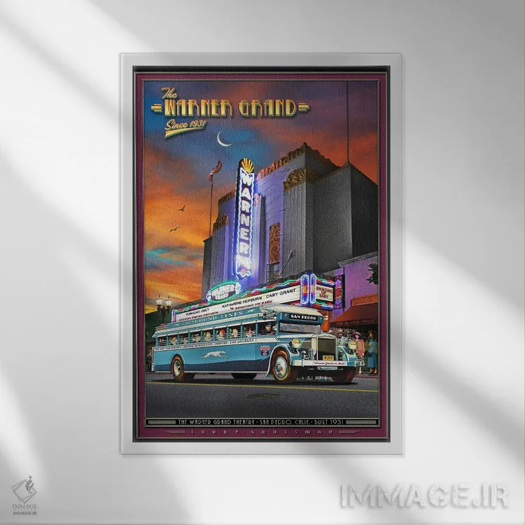 تابلو دکوراتیو تئاتر وارنر گرند اثر لری گروسمن - نمای قابدار سفید