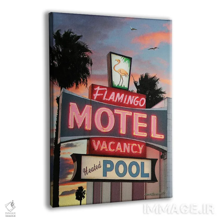 تابلو دکوراتیو موتل فلامینگو اثر لری گروسمن - نمای پرسپکتیو محصول