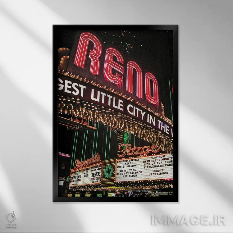 تابلو دکوراتیو بزرگ ترین شهر کوچک اثر لری گروسمن - نمای قابدار مشکی