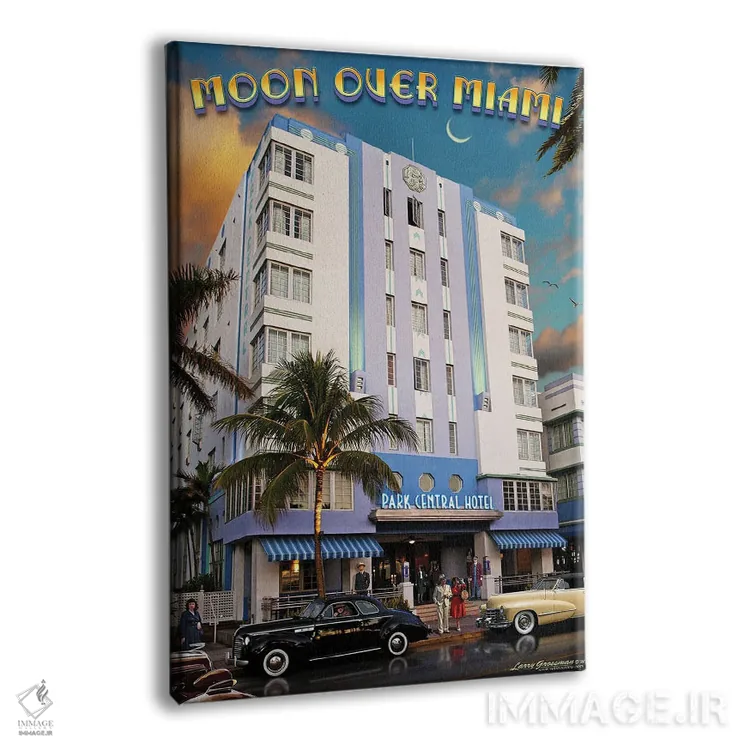 تابلو دکوراتیو ماه بر فراز میامی اثر لری گروسمن - نمای پرسپکتیو محصول
