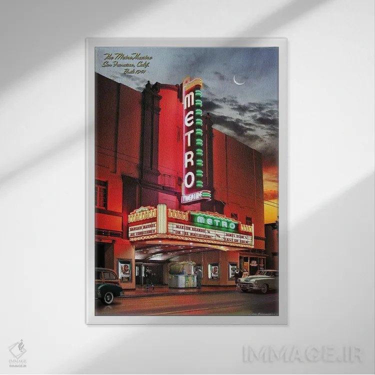 تابلو دکوراتیو سینمای مترو اثر لری گروسمن - نمای قابدار سفید
