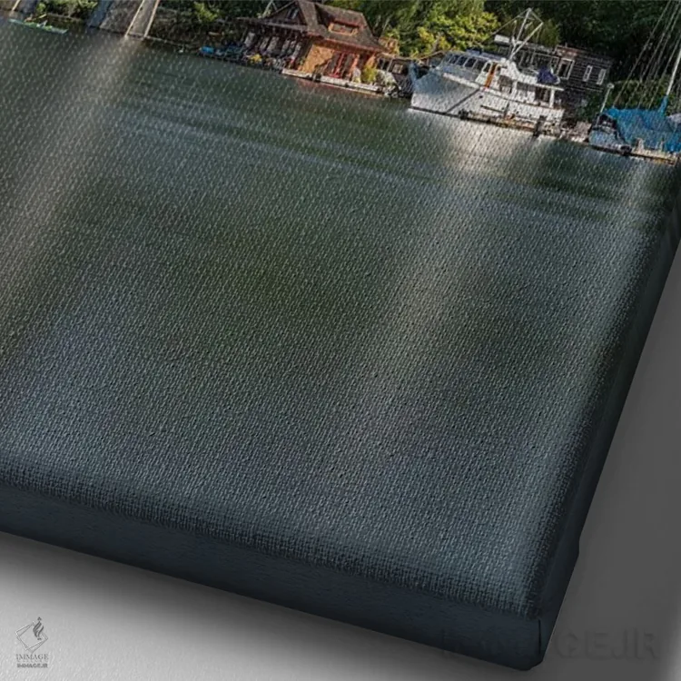 تابلو دکوراتیو پل بر فراز آب اثر لوئیس راث - نمای نزدیک بافت بوم