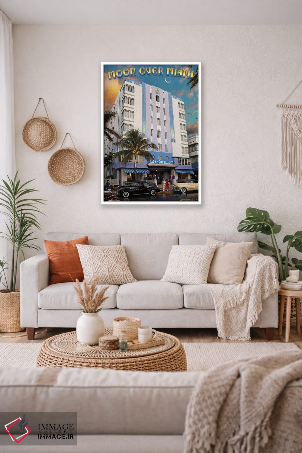 تابلو دکوراتیو ماه بر فراز میامی اثر لری گروسمن - D1W