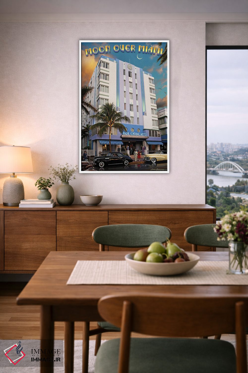 تابلو دکوراتیو ماه بر فراز میامی اثر لری گروسمن - D6W