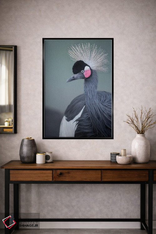 تابلو دکوراتیو نمای نیمرخ درنا تاج سیاه اثر لوئیس راث - D1B