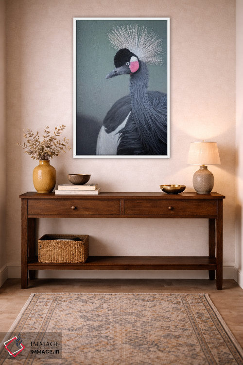 تابلو دکوراتیو نمای نیمرخ درنا تاج سیاه اثر لوئیس راث - D2W