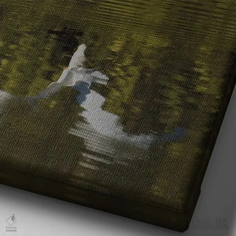 تابلو دکوراتیو اگرت بر فراز آب های طلایی اثر لوئیس راث - نمای نزدیک بافت بوم