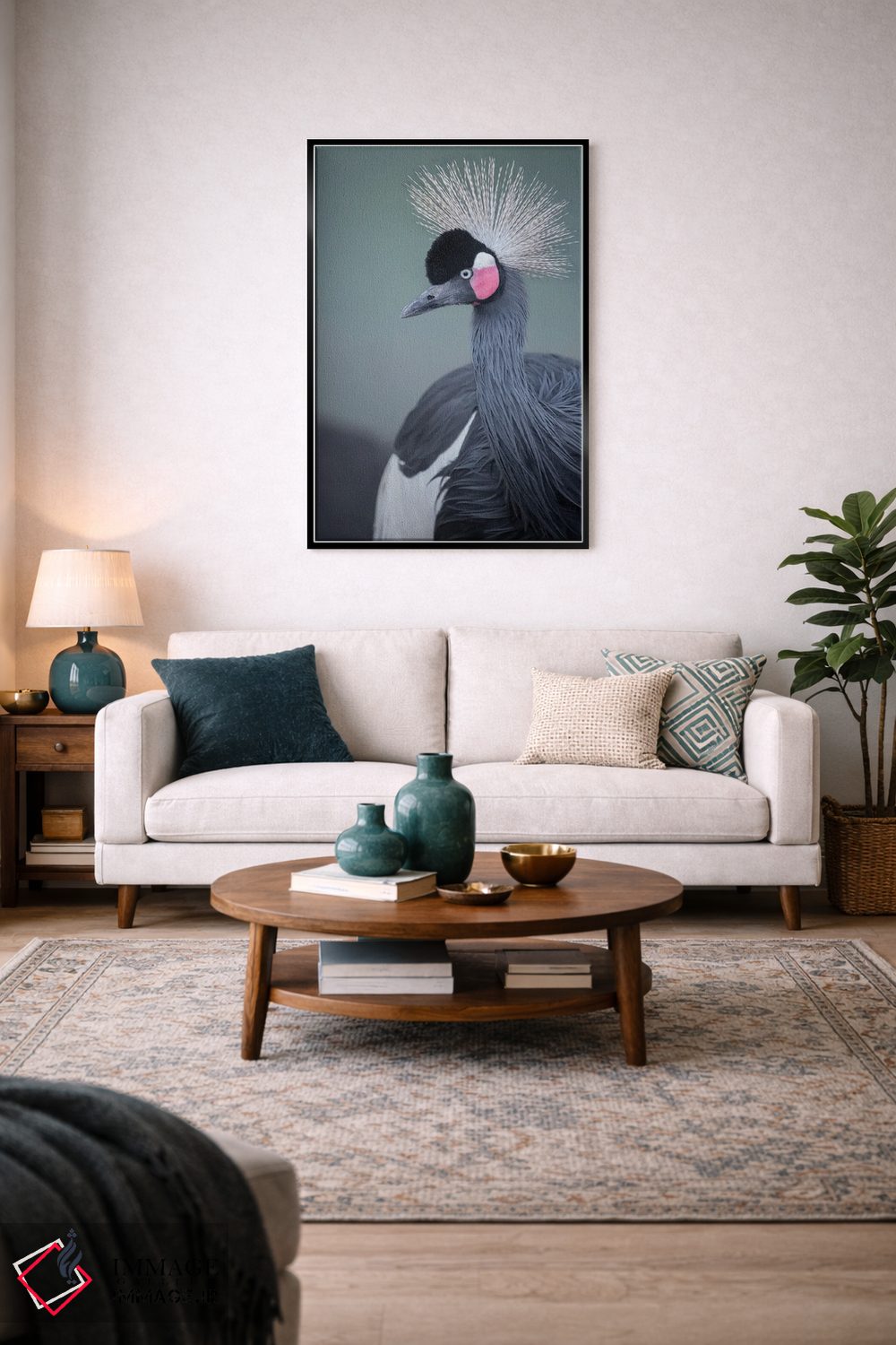 تابلو دکوراتیو نمای نیمرخ درنا تاج سیاه اثر لوئیس راث - D4B