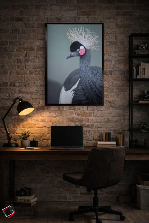 تابلو دکوراتیو نمای نیمرخ درنا تاج سیاه اثر لوئیس راث - D5B