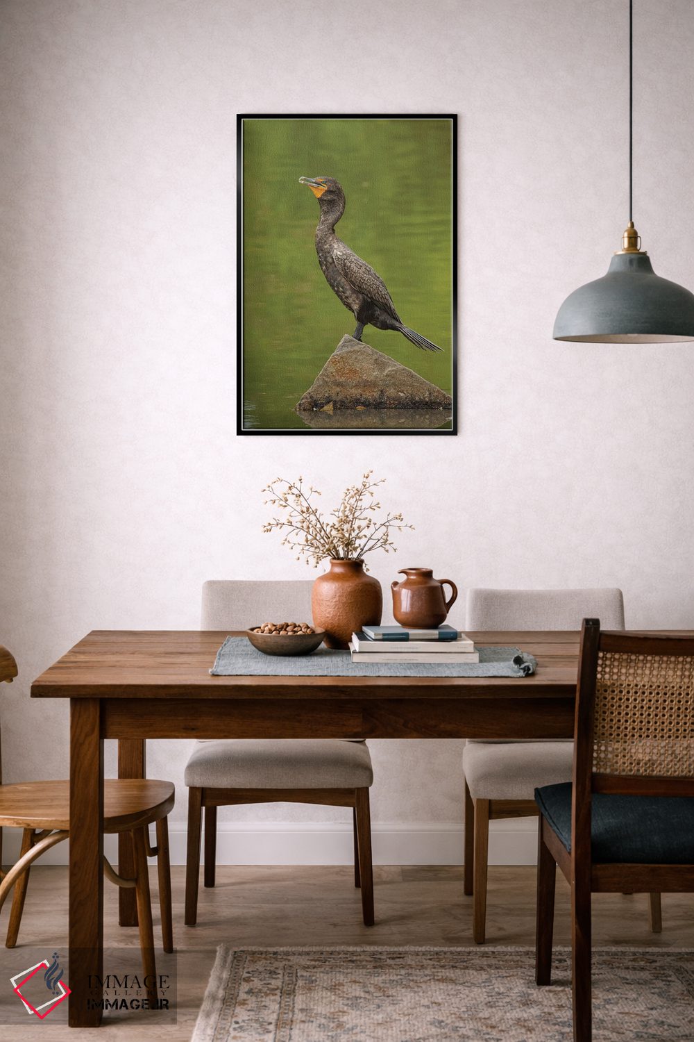 تابلو دکوراتیو کورموران دو تاج در حال آفتاب گیری اثر لوئیس راث - D6B