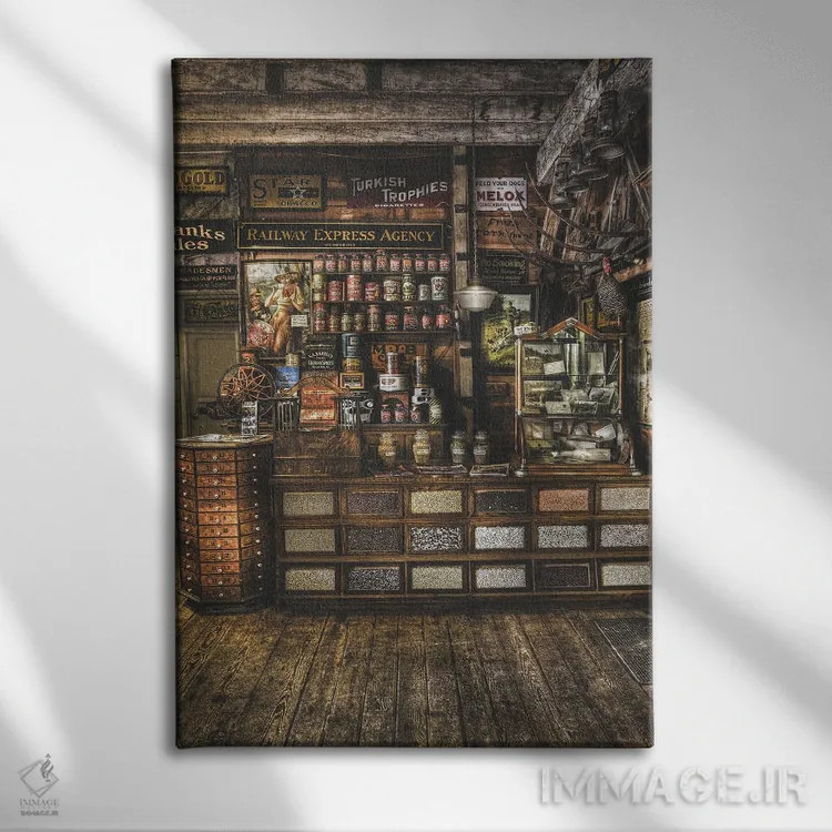 تابلو دکوراتیو فروشگاه قدیمی از گذشته اثر لوئیس راث - نمای روبهرو روی دیوار